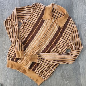 Striped Zip-up Sweater